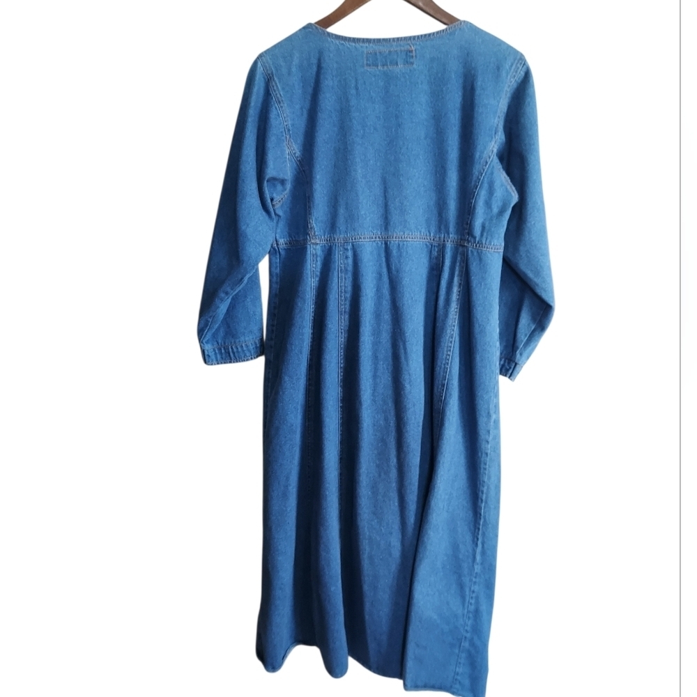 Vintage 90's Wesayo Blues Denim Cotton Maxi Dress - Picture 4 of 6